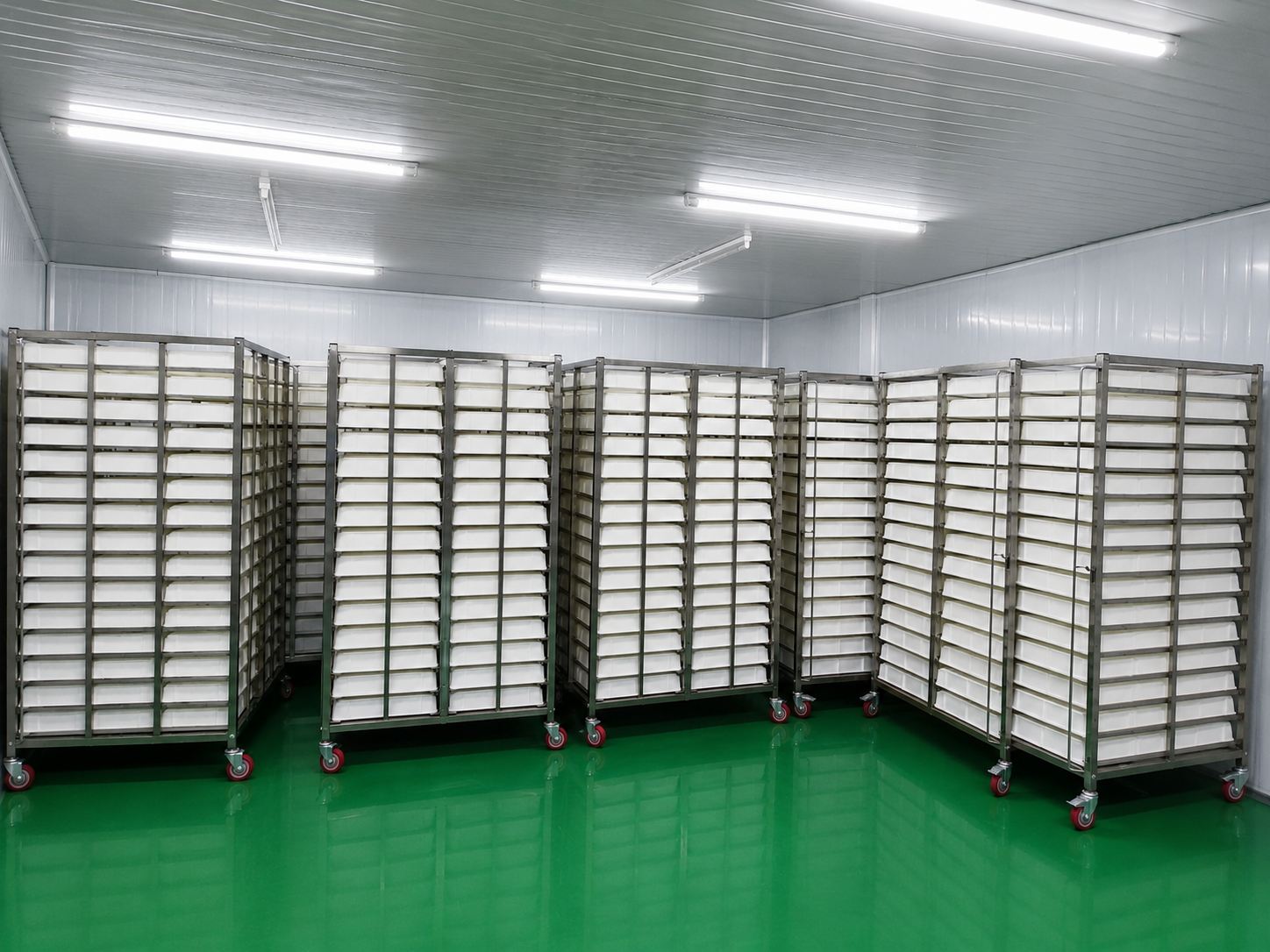 Cold storage trays at RHYX facility